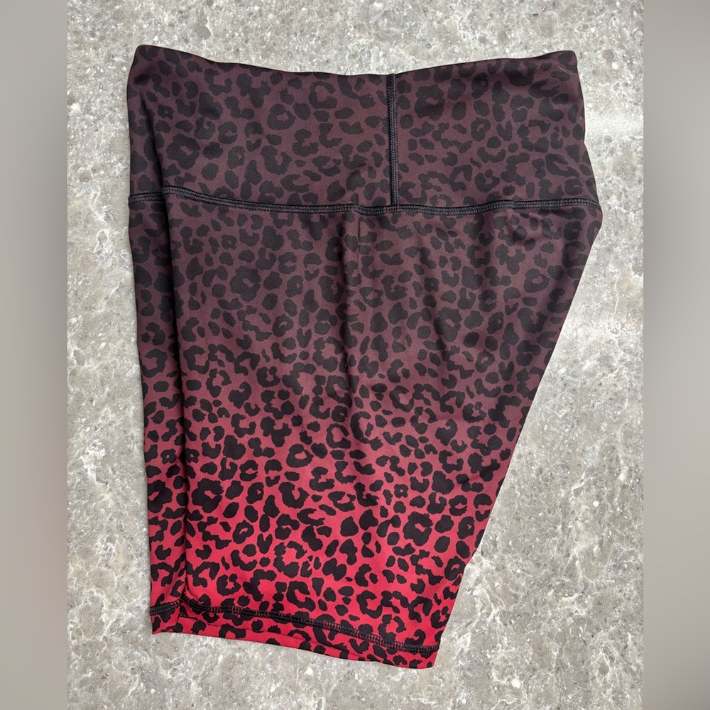 Ombré Leopard Print Athletic Shorts - Red and Black - Small